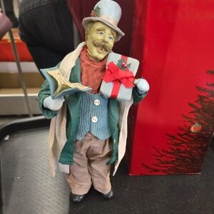 Charming Holiday Caroler Figurine in Green Coat